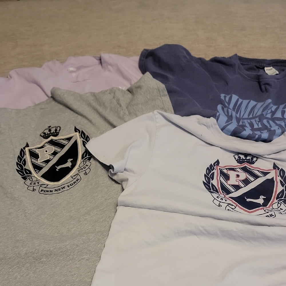 Pink VictoriaCrest Bundle Tee Shirts - Light Gray & Lilac, Blue, And 2 Grays